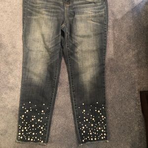 Chico’s capris denim jeans with pearls